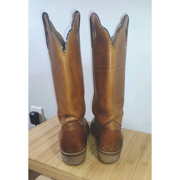 Durango West 10.5B Cowboy Boots  Vintage Leather Western Tall Rodeo Rustic - Picture 4 of 10
